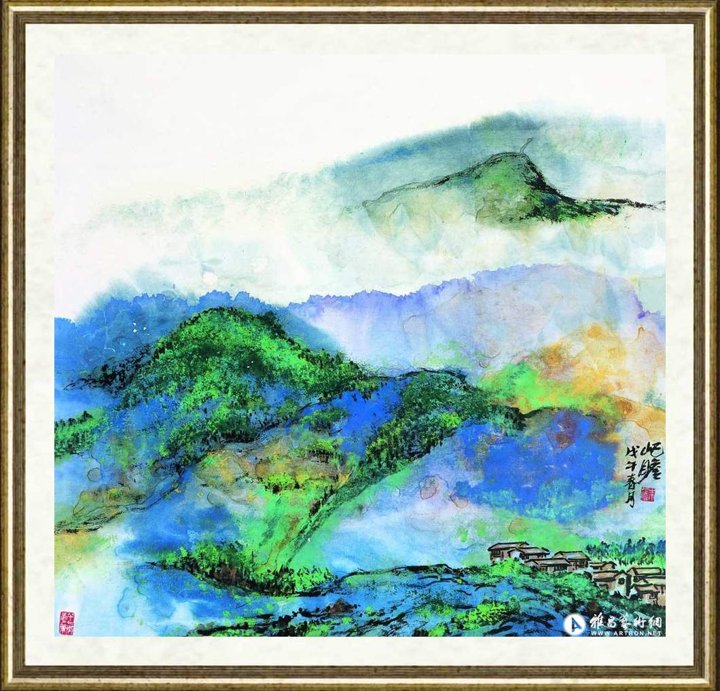 朱屺瞻_雨后斜阳_br_Setting Sun After Rain